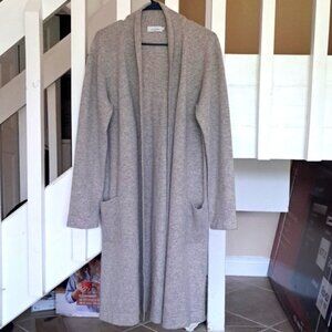 William Sonoma Premium Cashmere long  Duster Robe Cardigan Roll collar pockets L